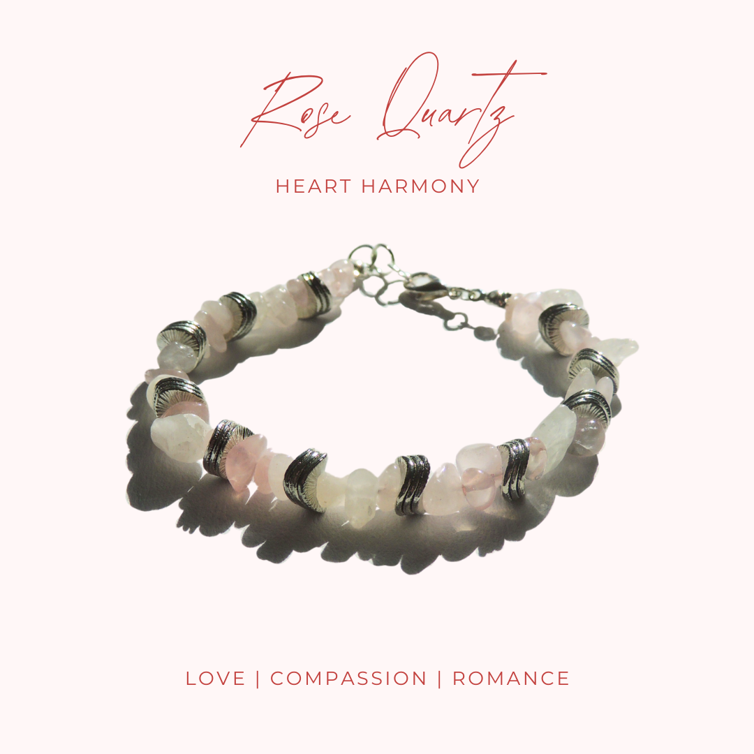Heart Harmony – Rose Quartz Crystal Chip Bracelet