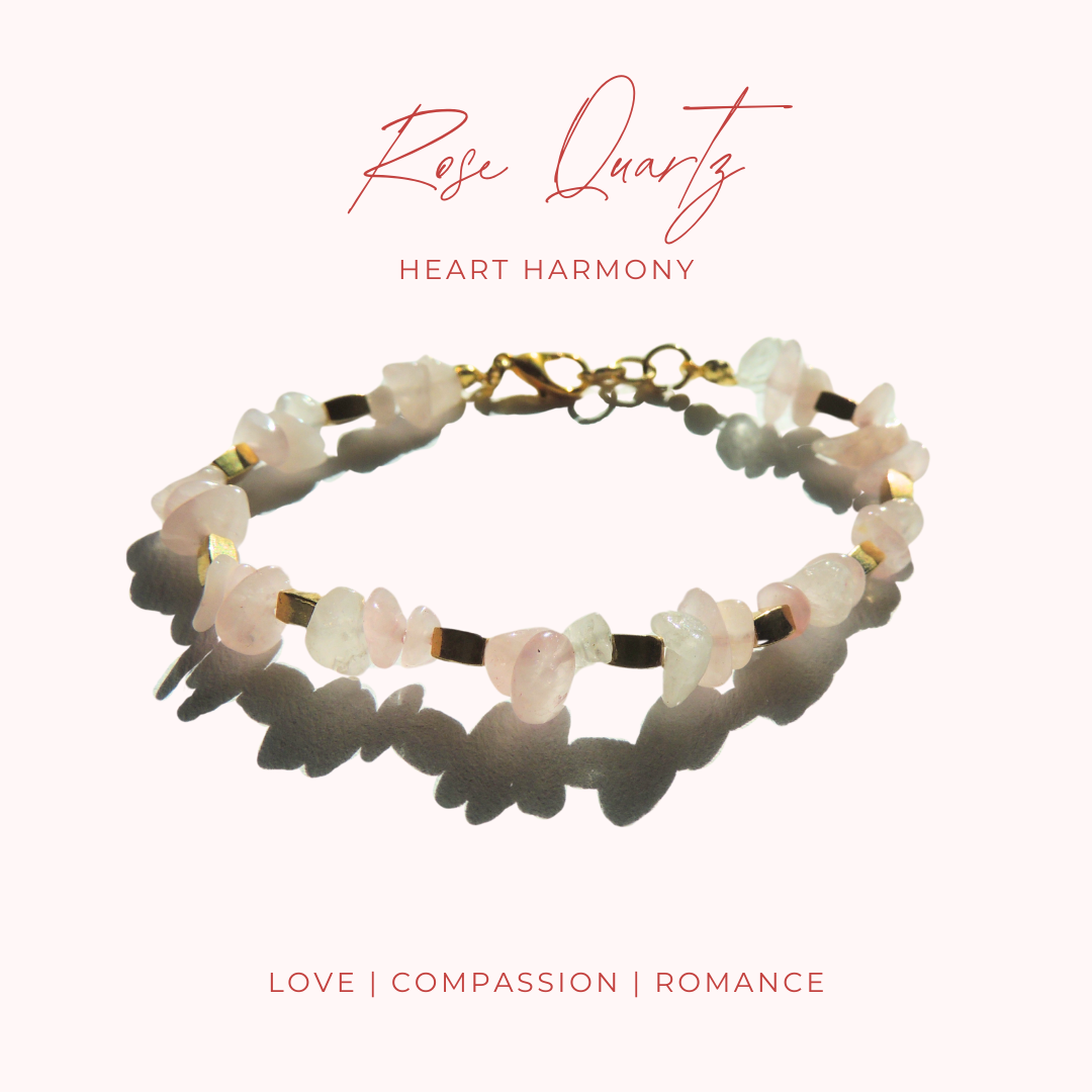 Heart Harmony – Rose Quartz Crystal Chip Bracelet